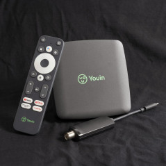 YOUIN Récepteur Android TV T2 EN1060K 4K UHD avec DVB-T2 Chromecast Assistant Google HDMI WiFi Dual Band Bluetooth USB TV Connec