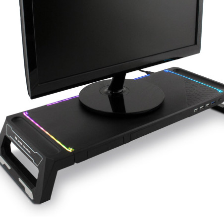 DeepGaming SN06 Support de Moniteur pour Bureau Gaming avec Tiroir de Rangement, Support pour Téléphone Portable, 10 modes d'écl