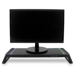 DeepGaming SN06 Support de Moniteur pour Bureau Gaming avec Tiroir de Rangement, Support pour Téléphone Portable, 10 modes d'écl