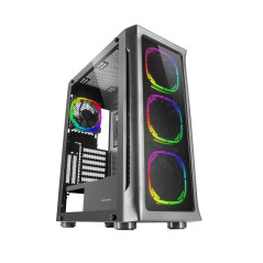Mars Gaming MC-Neo, Tour Gaming XXL E-ATX, Vitres Latérales et Frontales Verre Trempé, 4 Ventilateurs ARGB 120mm + Ventilateur 1