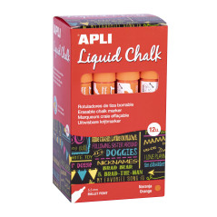 APLI 18037 - Feutres à craie effaçable, 5,5 mm, Liquid Chalk Pointe ronde, Orange