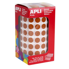 Apli 11481 - Rouleau de 5192 gommettes rondes - couleur : Marron - Dimension : 10,5 mm