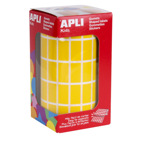 Apli 4883 - Rouleau de gommettes rectangulaires - 20 x 10 mm - Couleur: Jaune