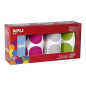 APLI Kids 18301 - Pack de 4 rouleaux de gommettes rondes XXL rondes diamètre 45 mm, fuchsia/bleu/gris/vert APLI Kids 18301 - Pack de 4 rouleaux de gommettes rondes XXL rondes diamètre 45 mm, fuchsia/bleu/gris/vert