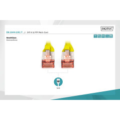 DIGITUS Câble LAN Cat 6-10m - RJ45 Câble réseau - S/FTP blindé - Compatible Cat6A et Cat7 - Jaune