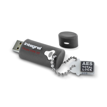 Integral Clé USB 4go Crypto-197 256-Bit 3.0 USB Mémoire Flash Drive cryptée - Certifiée selon la norme FIPS 197, Design étanche 