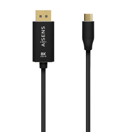 AISENS A109-0686 Câble Convertisseur Aluminium USB-C vers DisplayPort 8K@60Hz USB-C/M-DP/M Noir 0,8 m