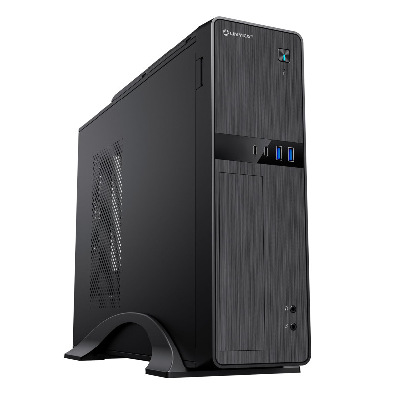 UNYKAck Boîtier d'ordinateur Micro ATX UK2011 Noir, avec Bloc d'alimentation 450 W, Deux connecteurs USB 3.0 et Deux connecteurs