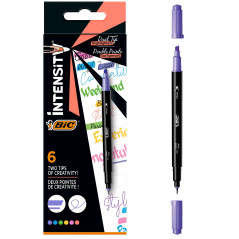 Bic Intensity Dual Tip marqueur 6 pièce(s) Pointe biseautée fine Bleu, Vert, Pêche, Rose, Violet, Jaune