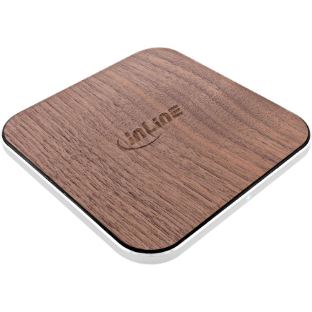InLine® Qi woodcharge, Chargeur Rapide sans Fil, Chargement de Smartphone sans Fil, 5/7,5/10 W/15 W, Type C