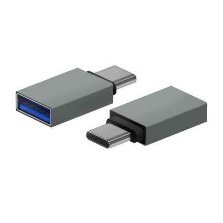 AISENS Mini Adaptateur Aluminium USB 3.2 Gen1 3A Type USB-C/M-A/H Gris