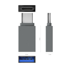 AISENS Mini Adaptateur Aluminium USB 3.2 Gen1 3A Type USB-C/M-A/H Gris