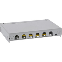 InLine® Panneau de Brassage Cat.6A 0,5HE 6 Compartiments pour Table/Mur/Rail de Chapeau, avec Protection Anti-poussière, Gris