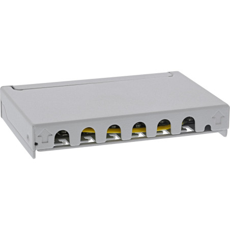 InLine® Panneau de Brassage Cat.6A 0,5HE 6 Compartiments pour Table/Mur/Rail de Chapeau, avec Protection Anti-poussière, Gris