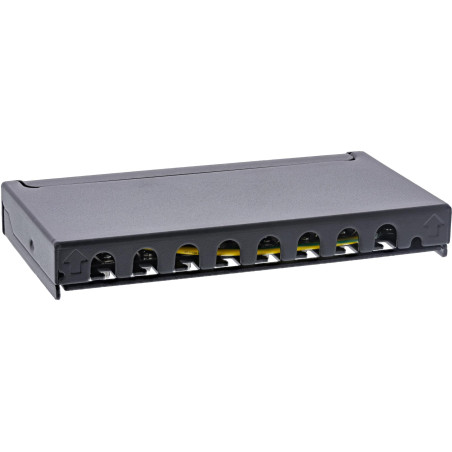 InLine® Panneau de Brassage Cat.6A 0,5U 8 Voies pour Table/Mur/Rail DIN avec Protection Anti-poussière