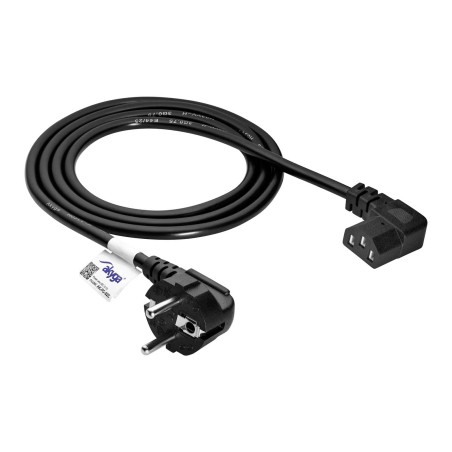 Akyga AK-PC-02C Câble d'alimentation pour PC, Moniteur, imprimante, projecteur, Console de Jeu, 3 pôles, IEC C13 EU, CEE 7/7, 1,