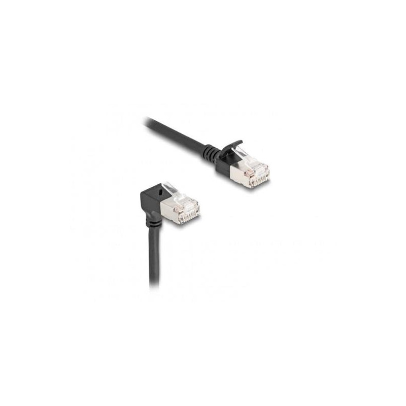 DeLOCK 80303 - Câble réseau RJ45 Cat.6A S/FTP Slim 90° vers le bas/droit 0,25 m noir DeLOCK 80303 - Câble réseau RJ45 Cat.6A S/FTP Slim 90° vers le bas/droit 0,25 m noir