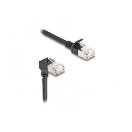 DeLOCK 80303 - Câble réseau RJ45 Cat.6A S/FTP Slim 90° vers le bas/droit 0,25 m noir