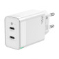 Aisens ASCH-45W2P005-W Cargador GaN de Pared 2xUSB Tipo-C 45W Blanco