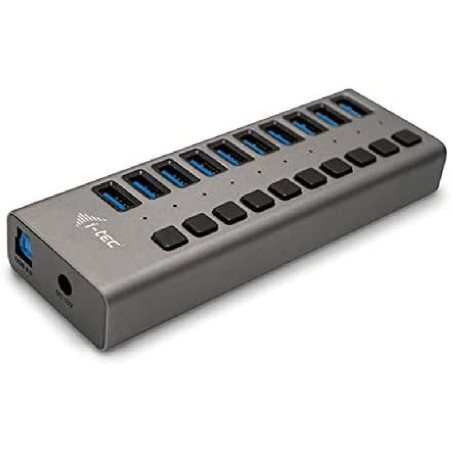 i-tec Hub USB Alimenté, Hub USB 3.0 à 10 Ports Dédiés à la Charge avec Interrupteurs Marche/Arrêt - Concentrateur USB 3.0 avec A