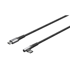 goobay 64659 - Câble USB-C vers USB-C avec angle de 90 °/chargeur rapide de 60 W et 20 V - Fiche métallique avec protection anti