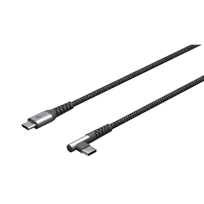 goobay 64659 - Câble USB-C vers USB-C avec angle de 90 °/chargeur rapide de 60 W et 20 V - Fiche métallique avec protection anti goobay 64659 - Câble USB-C vers USB-C avec angle de 90 °/chargeur rapide de 60 W et 20 V - Fiche métallique avec protection anti