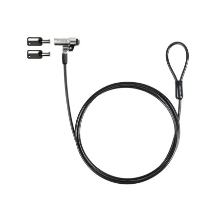 TOOQ TQCLKC0045-G - Câble de sécurité à fente de type Nano avec clé pour ordinateurs portables 1,5 mètres, gris foncé