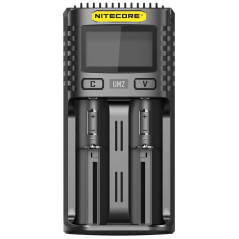 Nitecore Chargeur Universel Intelligent 2 Ports UM2 USB à Chargement Rapide pour Li-ION/Ni-MH/Ni-CD/IMR 26650 22650 21700 20700