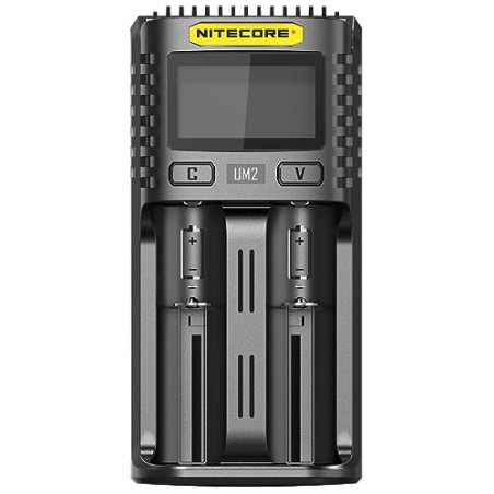 Nitecore Chargeur Universel Intelligent 2 Ports UM2 USB à Chargement Rapide pour Li-ION/Ni-MH/Ni-CD/IMR 26650 22650 21700 20700