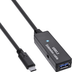 InLine Câble d'extension actif USB 3.2 Gen.1 USB-C mâle vers USB-A femelle avec amplification du signal, longue distance, pour d
