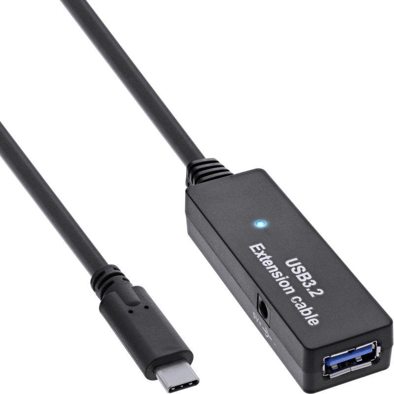 InLine Câble d'extension actif USB 3.2 Gen.1 USB-C mâle vers USB-A femelle avec amplification du signal, longue distance, pour d InLine Câble d'extension actif USB 3.2 Gen.1 USB-C mâle vers USB-A femelle avec amplification du signal, longue distance, pour d