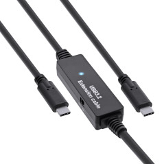 InLine Câble actif USB 3.2 Gen.1 - Fiche USB-C mâle vers USB-C mâle - Câble adaptateur avec amplification du signal - Rallonge l