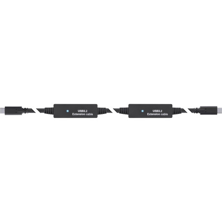 InLine Câble actif USB 3.2 Gen.1 - Fiche USB-C mâle vers USB-C mâle - Câble adaptateur avec amplification du signal - Rallonge l