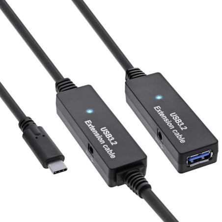 InLine Câble d'extension actif USB 3.2 Gen.1 USB-C mâle vers USB-A femelle avec amplification du signal, longue distance, pour d