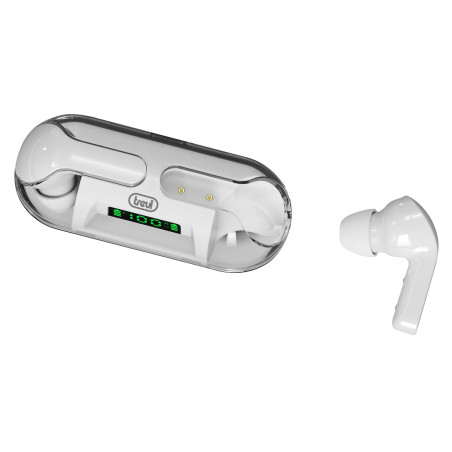 Trevi HMP 12E08 Air Écouteurs Bluetooth avec Crochet magnétique, Microphone intégré, Commandes tactiles Multifonctions, Batterie