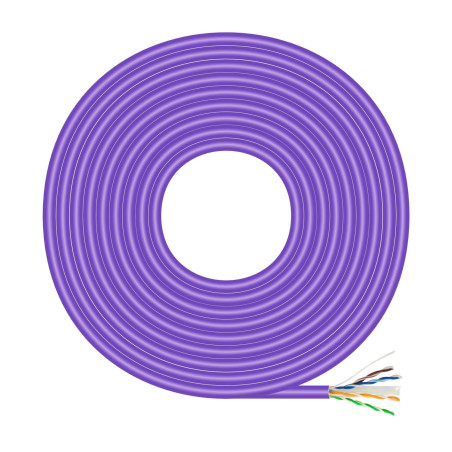AISENS - A135-0747 - Câble réseau RJ45 LSZH Cat.6 UTP rigide AWG23 CCA (alliage), violet, 100 m