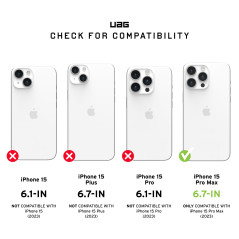 URBAN ARMOR GEAR Plyo Coque de Protection Compatible avec Apple iPhone 15 Pro Max, Chargement sans Fil/Charge magnétique, Coins
