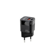 TOOQ TQWC-QCPD20 - Chargeur Mural multiport USB-C avec PD et USB-A avec QC 20W, Compatible avec Huawei, Xiaomi et Plus, Noir