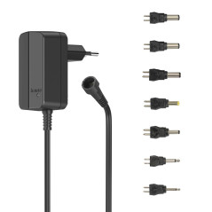 Hama Alimentation Universelle Réglable 3V-12V Chargeur Secteur 600 mA, 7.2W (7 Connecteurs CC Amovible Interchangeable – Adaptat