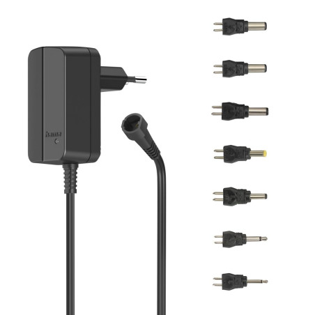 Hama Alimentation Universelle Réglable 3V-12V Chargeur Secteur 600 mA, 7.2W (7 Connecteurs CC Amovible Interchangeable – Adaptat