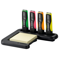 Stabilo Point Pack de 4 Surligneur en plastique recyclé + 1 Bloc note