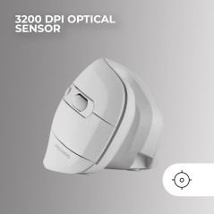 Mars Gaming MMW-ERGOPRO Blanc, Souris Ergonomique Verticale sans Fil, Design Plié, Capteur Optique 3200DPI, Commutateurs Huano, 