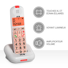 SPC Comfort Kairo - Téléphone sans Fil Seniors avec Grandes Touches, Son amplifié, Compatible avec appareils auditifs, Fonction 