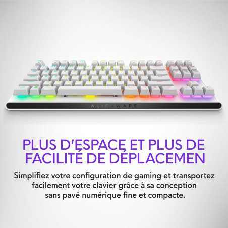 Alienware AW420K - Alienware AW420K Clavier Gaming sans Pavé Numérique Format Compact, Switches CHERRY MX Red, USB, Anti-Ghostin