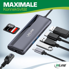 InLine 8in1 USB Typ-C Multihub, HDMI, DisplayPort,