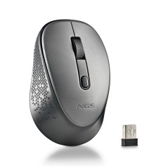 NGS Dew Gray - Wireless Optical Mouse, Ergonomic Mouse, Silent Wireless Laptop Mice, High Precision with Nano Receiver, Ambidext