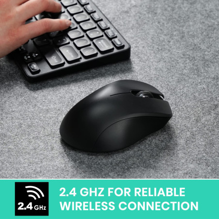 perixx PERIMICE-621B Souris sans Fil Silent Click Ergo Compatible PC de Bureau et Ordinateur Portable sans Fil 2,4 GHz Noir