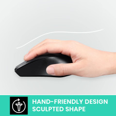 perixx PERIMICE-621B Souris sans Fil Silent Click Ergo Compatible PC de Bureau et Ordinateur Portable sans Fil 2,4 GHz Noir