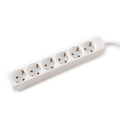 VALUE Bâti de Prises 6X sans Interrupteur, Blanc, 3 m