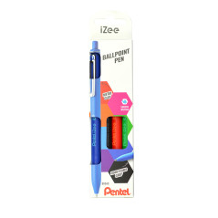 Pentel iZee Bolígrafo BX470 - Boli Retráctil con Cuerpo Mate y Clip Metálico, de Uso muy Cómodo para Escritura Suave, Perfecto p